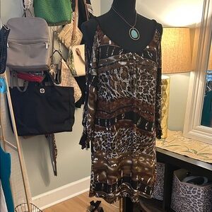 Elegant Long Sleeve Animal Print Dress